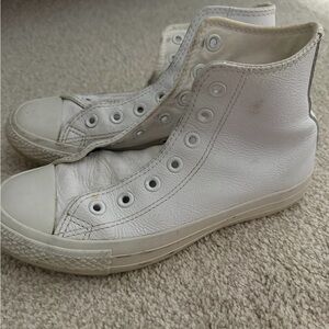 Converse womens high top leather sneakers triple white